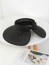 abordables Accesorios de vacaciones-Sombrero de paja con ala ancha para mujer, plegable, abierto en la parte superior, varios colores, ligero, ideal para playa, viajes, uso casual, vacaciones y actividades al aire libre.