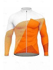 abordables Maillots pour hommes-Homme Hauts Maillot de cyclisme Graphique Géométrique manche longue Cyclisme Maillot Top avec 3 poches arrière Soleil Protection solaire Écran solaire Séchage Rapide Des sports Bleu Rouge Orange