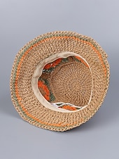 preiswerte Urlaubszubehör-Gewebter Damen-Sonnenhut im Boho-Stil, mehrfarbig, faltbar, perfekt für Strand- und Resorturlaube sowie als lässiger Alltagsbegleiter