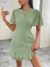cheap White Casual Dresses-Women's Mini Dress White Dress Casual Dress Elegant Fashion Modern Outdoor Vacation Going out Regular Fit Plain Short Sleeve Crew Neck Black White Green Summer Spring