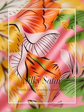 tanie Spodnie-Dzikie satynowe spodnie z szerokimi nogawkami w kształcie hibiskusa