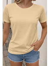 ieftine tricou simplu-Pentru femei Mărime Plus Tricou Tricouri Culoare solidă Clasic Casual Manșon scurt Stil Nautic Topuri obișnuite Zilnic Ieșire Negru Alb Roz Îmbujorat Gri Închis Caisă Vară Primăvară