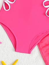 abordables Maillot de bain une pièce-Maillot de bain Enfants Fille Extérieur Bloc de Couleur Vacances Évider Maillots de bain 4 ans et + Été Bleu Noir Vert Véronèse
