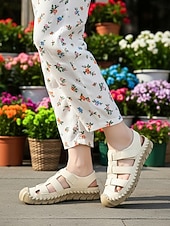 お買い得  女性-女性用オレンジのつま先閉じフィッシャーマンサンダル - ウォーキング、旅行、カジュアルな仕事の日、普段使いに最適な、手縫いの快適なスポーツサンダル