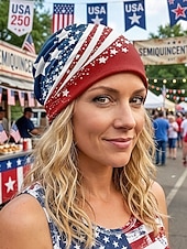  כובע ראש מודפס פוליאסטר לנשים, צווארון רב תכליתי, חגיגות 250 שנה ויום העצמאות האמריקאי, טיולים ולבוש יומיומי