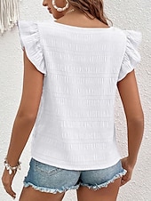economico Bluse Eleganti-Per donna Camicia Blusa Maglietta senza maniche Volant Semplice Elegante Classico Moderno Senza Maniche Collo quadrato Top Regolari Quotidiano Ferie Uscire Blu Nero Bianco Verde Azzurro Estate