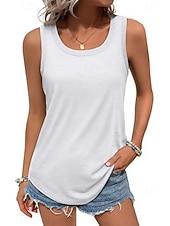 ieftine Rezervor simplu-Pentru femei Bluză Tricouri Culoare solidă Stilat Casual Fără manșon Stil Nautic Topuri lungi Zilnic Sport Ieșire Negru Alb Roz Îmbujorat Vară Primăvară