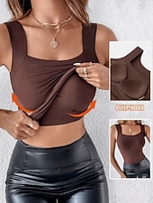 abordables Tanque Sencillo-Mujer Camiseta sin mangas Camisa sin mangas Camiseta superior Color sólido Moda Clásico Casual Sin Mangas Escote en U Tops regulares Diario Noche Fin de semana Azul Piscina Rosa Vino Café Verano