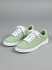 preiswerte Damen-Sneaker-Grüne Damen-Sneaker – minimalistische Schnürschuhe für Damen, ideal für Reisen, Alltag und Shopping