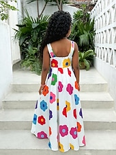 economico Vestiti casual-Bambini Ragazze Abito Vestito floreale Floreale Senza Maniche All'aperto Feste Scuola Vacanza Moda Quotidiano Poliestere Maxi Abito a trapezio Estate Dai 4 anni in su Bianco