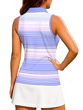 billige Dame skjorte-Dame Geometrisk Stribe Topper Sportsskjorte POLO T-skjorte Tennisskjorte Ermeløs Glidelås Blomster UPF50+ UV-bestandig Høy Elastisitet Fukttransport Pustende Tennis Golf Pickleball Aftæpning