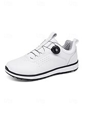 cheap Men's Golf Shoes-Men's Golf Shoes with Adjustable BOA Fit System – Premium Faux Leather, Stylish White Design for Golf &amp; Outdoor Sports