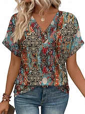 economico T-shirt semplice-Per donna Maglietta Semplice Moda Elegante Classico Manica Corta Scollo a V Top Regolari Quotidiano Uscire Weekend Blu Nero Bianco Rosso Estate Primavera