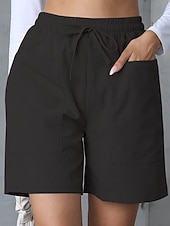 cheap Bermuda Shorts-Women's Bermuda shorts Shorts Summer Shorts Beach Shorts Vacation Fashion Casual Daily Knee Length High Waist Solid Color Plain Drawstring Pocket Elastic Waistband Comfort Soft Breathable
