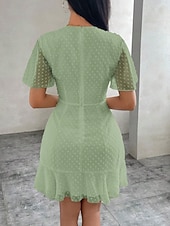 cheap White Casual Dresses-Women's Mini Dress White Dress Casual Dress Elegant Fashion Modern Outdoor Vacation Going out Regular Fit Plain Short Sleeve Crew Neck Black White Green Summer Spring