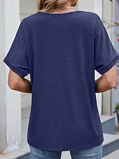 お買い得  プレーンTシャツ-女性用 Tシャツ ティートップ 平織り ファッション スタイリッシュ クラシック 半袖 Ｖネック レギュラートップス 日常 お出かけ 週末 ブラック ホワイト ピンク ワイン ネイビーブルー 夏 春