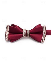 זול חתונה ACC-פפיון פוליאסטר לגברים - אפשרויות צבעוניות, עיטורי אבני חן, גודל מתכוונן, מושלם לחתונות ומסיבות