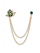 economico Matrimonio ACC-Spilla da bavero da uomo in lega con rosa e catena, accessorio per abiti da sposa e da festa, vari colori, elegante spilla floreale per occasioni formali