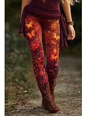  نسائي سراويل طماق بنطال ضيق مريح أناقة الشارع كاجوال مكتمل الطول خصر عالي ورد مرونة الخصر طباعة التنفس إمكانية مريح قابل للبسط عطلة شارع مناسب للبس اليومي أزرق أخضر داكن زهري أحمر الصيف الربيع الخريف