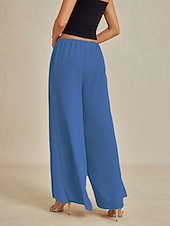  Mulheres Atrevido Perna larga chinês Calças retas Elegante Férias à moda Comprimento total Cintura Média Côr Sólida Tecido Com Stretch Escritório Férias Festa Wedgwood Verão Primavera Primavera