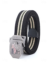 זול אביזרים-חגורת פוליאסטר מתכווננת לגברים עם אבזם דגל אמריקאי, חגורת מותן פטריוטית רב-צבעונית לאירועי יום השנה ה-250 לארה"ב, יום העצמאות, טיולים, חופשות ולבוש ספורטיבי קז'ואל