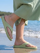 preiswerte Rutschsandalen-Weiße Damen-Strand-Flip-Flops – leichte, wasserdichte Wolken-Sandalen mit ergonomischer Fußgewölbeunterstützung für Sommerurlaube und tropische Inselausflüge &amp;Alltagskomfort