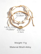 baratos Acessórios de férias-Conjunto de tornozeleiras femininas estilo boêmio com conchas, multicoloridas, ajustáveis, perfeitas para férias na praia e uso casual no dia a dia.