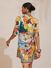 halpa Mekot-santorinin kesäinen silkkinen luonnonkaunis kukkakuvioinen paitamekko