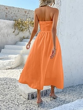abordables Vestidos casuales blancos-Mujer Vestido Midi Vestido blanco Vestido de cuello halter Elegante Moda Moderno Exterior Vacaciones Noche Ajuste regular Plano Sin Mangas Cuello halter Azul Piscina Negro Blanco Rosa Verano Primavera
