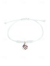 cheap Accessories-Unisex Alloy &amp; Polyester Adjustable USA Flag Bracelet, Multi-Color Patriotic Charm Rope Bracelet for America 250th Anniversary, Independence Day, Casual Wear, Travel and Vacation Styling