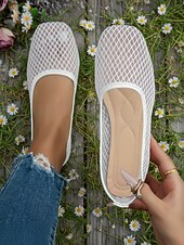 economico Ballerine da donna-ballerine da donna in rete traspirante bianca, scarpe casual leggere e slip-on per i viaggi, estate &amp;comfort quotidiano