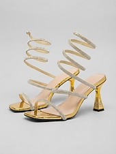 preiswerte Absatzsandalen-Goldene, hochhackige Riemchensandalen für Damen, elegante Stiletto-Abendschuhe für Cocktailpartys und andere Abendveranstaltungen &amp;formelle Anlässe