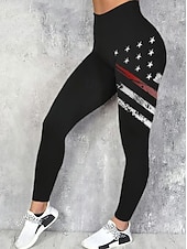  Női Nadrágok Leggingek Szabadság Utcai sikk Alap Teljes hossz Magas derékPantsAmerikai függetlenség napja Grafika Amerikai zászló Rugalmas derék Nyomtatott Lélegzési képesség Kényelmes Nagy