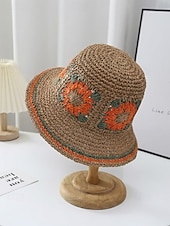 preiswerte Urlaubszubehör-Gewebter Damen-Sonnenhut im Boho-Stil, mehrfarbig, faltbar, perfekt für Strand- und Resorturlaube sowie als lässiger Alltagsbegleiter