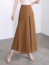economico gamba larga e vita alta-Per donna Gamba larga Chinos Elegante Moda Streetwear Lunghezza al polpaccio Vita Alta Semplice Comodo Comodità Morbido Micro-elastico All'aperto Vacanza Streetwear Verde mela Vinaccia blu navy Nero