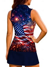 preiswerte Damenbluse-Amerikas 250. Jahrestag Tag der Unabhängigkeit Damen Nationalflagge Sporthemd Golf-Poloshirt Tank Top Ärmellos Knöpfe UPF50+ UV Schutz Atmungsaktiv Tennis Badminton Outdoor-Übung Umschlagkragen