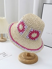 preiswerte Urlaubszubehör-Gewebter Damen-Sonnenhut im Boho-Stil, mehrfarbig, faltbar, perfekt für Strand- und Resorturlaube sowie als lässiger Alltagsbegleiter