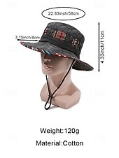 Χαμηλού Κόστους Αξεσουάρ διακοπών-Ανδρικό καπέλο bucket από μείγμα βαμβακιού σε μποέμ στιλ με έθνικ σχέδια, πολύχρωμο σχέδιο – ιδανικό για καθημερινή χρήση και ταξίδια διακοπών