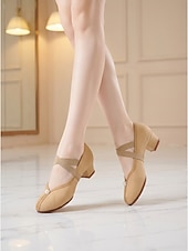 economico Scarpe da ballo allenamento-scarpe da ballo da donna nere con tacco basso - comode scarpe da ballo da sala &amp;ballerine da ballo latino