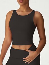 cheap Women's Shirt-Women's Solid Colored Sports Tank Top Tennis Bra Sports Bra Sleeveless Quick Dry Shockproof Moisture Wicking Breathable Tennis Pickleball Running Crew Neck Top Black Pink Blue Tennis Clothing