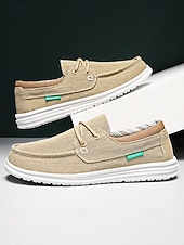 abordables Hombres-Mocasines beige para hombre: calzado informal para islas y cruceros, calzado ligero y cómodo para el verano, ideal para viajes y vacaciones.