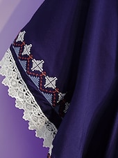 abordables Tops bohèmes-Femmes Chemisier Dentelle Broderie Couleur Unie Bohème Vacances Occasionnel Manche 3/4 Col ras du cou Hauts Réguliers Quotidien Bleu Blanche Été Printemps Automne