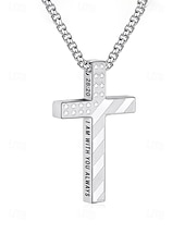economico Accessori-Collana da uomo con ciondolo a croce in acciaio inossidabile, gioielli religiosi multicolore, catena cristiana minimalista per il 250° anniversario degli Stati Uniti, il giorno dell'indipendenza, abbigliamento casual, viaggi e vacanze.