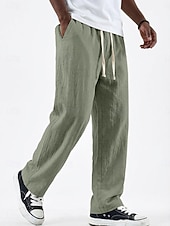 abordables Classique-Homme Pantalons en Lin Pantalons Pantalon d'été Pantalons Amples Avec Poches Taille Élastique Jambe Droite Couleur Unie Confortable Respirant Longueur complète Occasionnel Quotidien Fête Vacances Mode