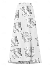 זול חצאיות קז'ואל-בגדי ריקוד נשים חצאית לחופשה אופנתי יום יומי מקסי מותניים גבוהים חצאיות פרחוני אותיות דפוס קשיח יומי רחוב לבן צהוב ורוד מסמיק קיץ פוליאסטר