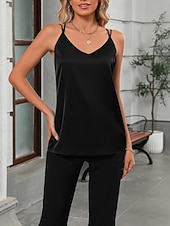 voordelige Gewone Tank-Dames Singlet Mouwloos shirt T-shirt Effen Kleur Modieus Klassiek Casual Mouwloos V-hals Normale tops Dagelijks Uitgaan Weekend Zwart Wit Zomer Lente