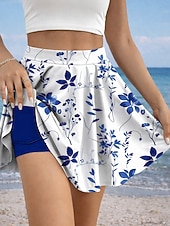 preiswerte Shorts mit Grafik-Damen Urlaubsrock Elegant Mode Hawaiianisch Badeanzugshosen Über dem Knie Hohe Taille Röcke Blumen Grafik Druck Dehnbar Täglich Strand Gelb Rote Blau Grün Sommer