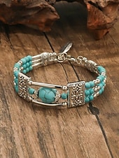 halpa Lomatarvikkeet-Naisten boheemityylinen turkoosi metalliseosrannekoru, monivärinen, ihanteellinen jokapäiväiseen käyttöön, lomalle ja matkoille