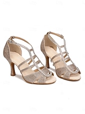 cheap Latin Shoes-Women's White Latin Dance Heels - Strappy Ballroom Shoes for Salsa, Cha-Cha &amp; Rumba Practice