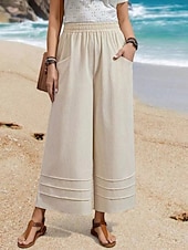  Mulheres Atrevido Perna larga chinês Férias Roupa de rua Básico Comprimento total Cintura Média Côr Sólida Bolsos Cintura elástica Confortável Conforto Sem Elasticidade Micro-Elástica Diário Ao ar